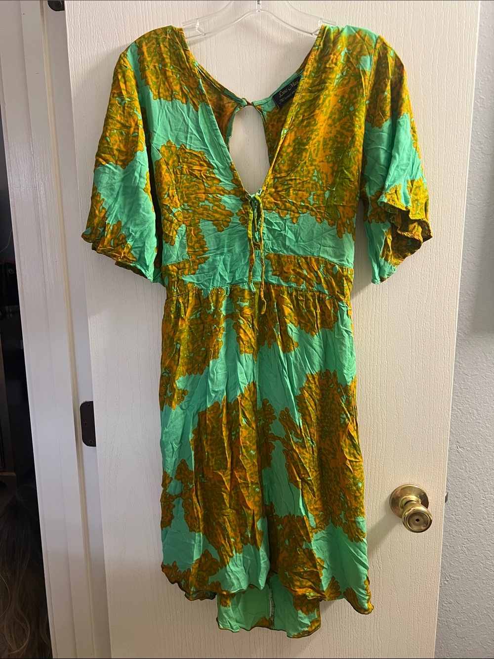 Turquoise Floral Tie-Front Mini Dress